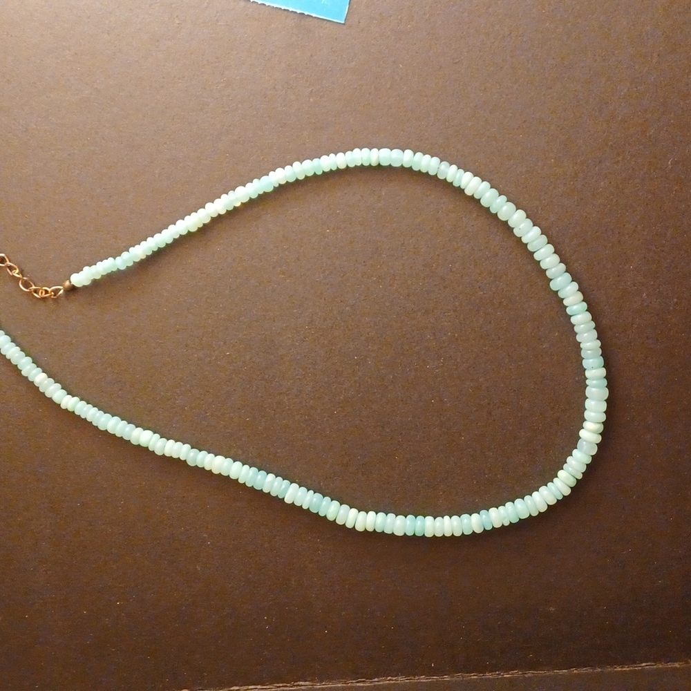 Running Bear,authentic Blue opal beaded necklace! Sz.18in.